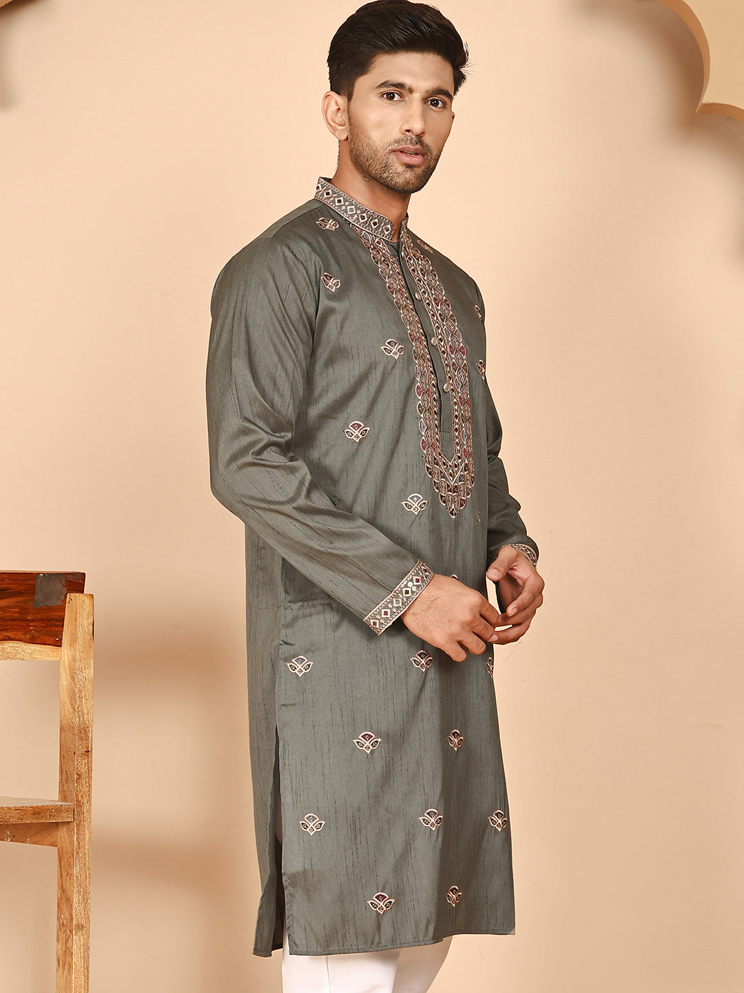 Embroidered Neck Kurtas For Men