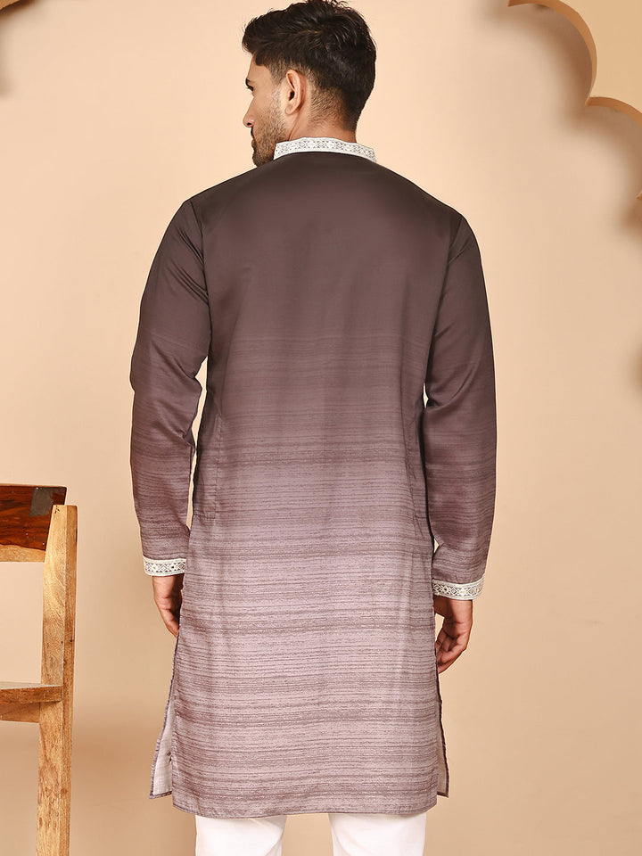 Men’S Traditional Ombre Kurta With Delicate Thread Work