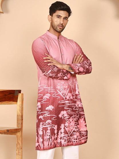 Thread Work & Sequin Embellished Printed Kurtas For Men