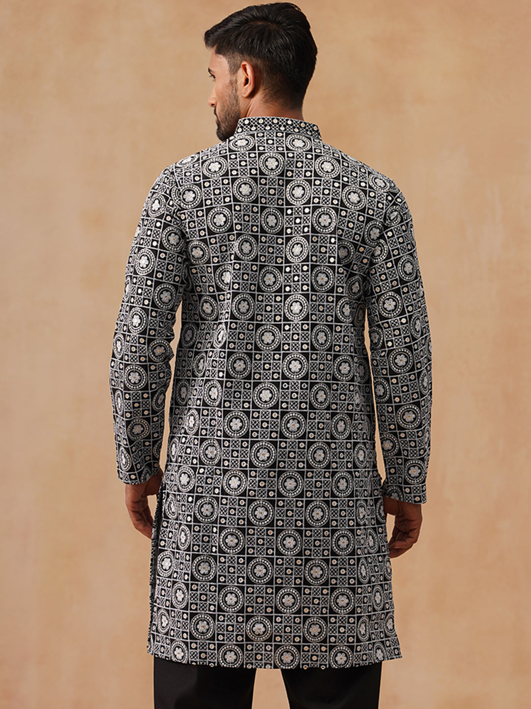 Silk Blend Embroidered Kurta
