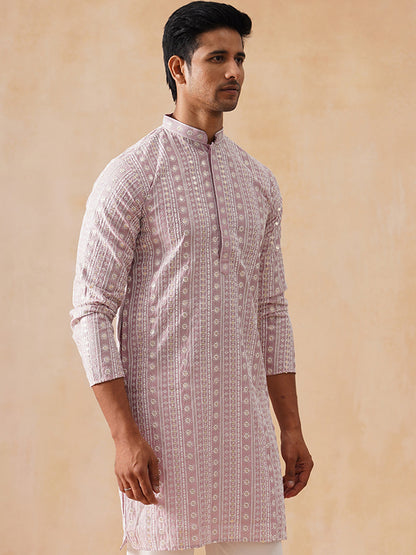 Silk Blend Embroidered Kurta
