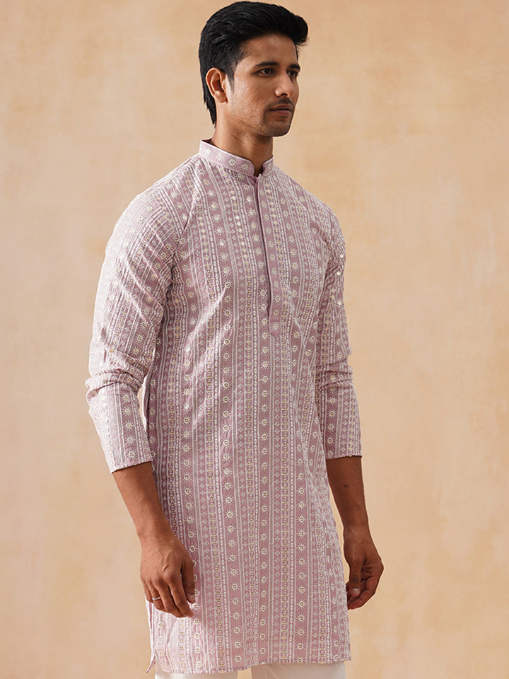 Silk Blend Embroidered Kurta