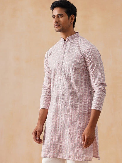 Silk Blend Embroidered Kurta