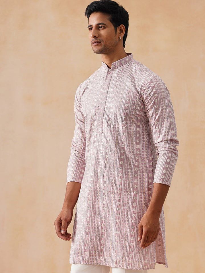 Silk Blend Embroidered Kurta