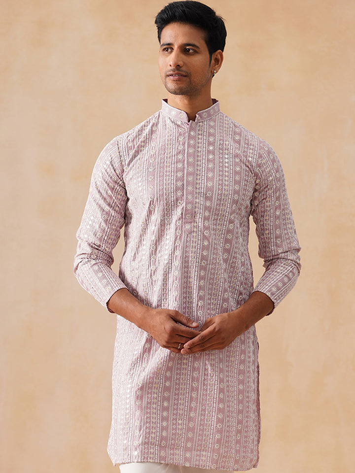 Silk Blend Embroidered Kurta