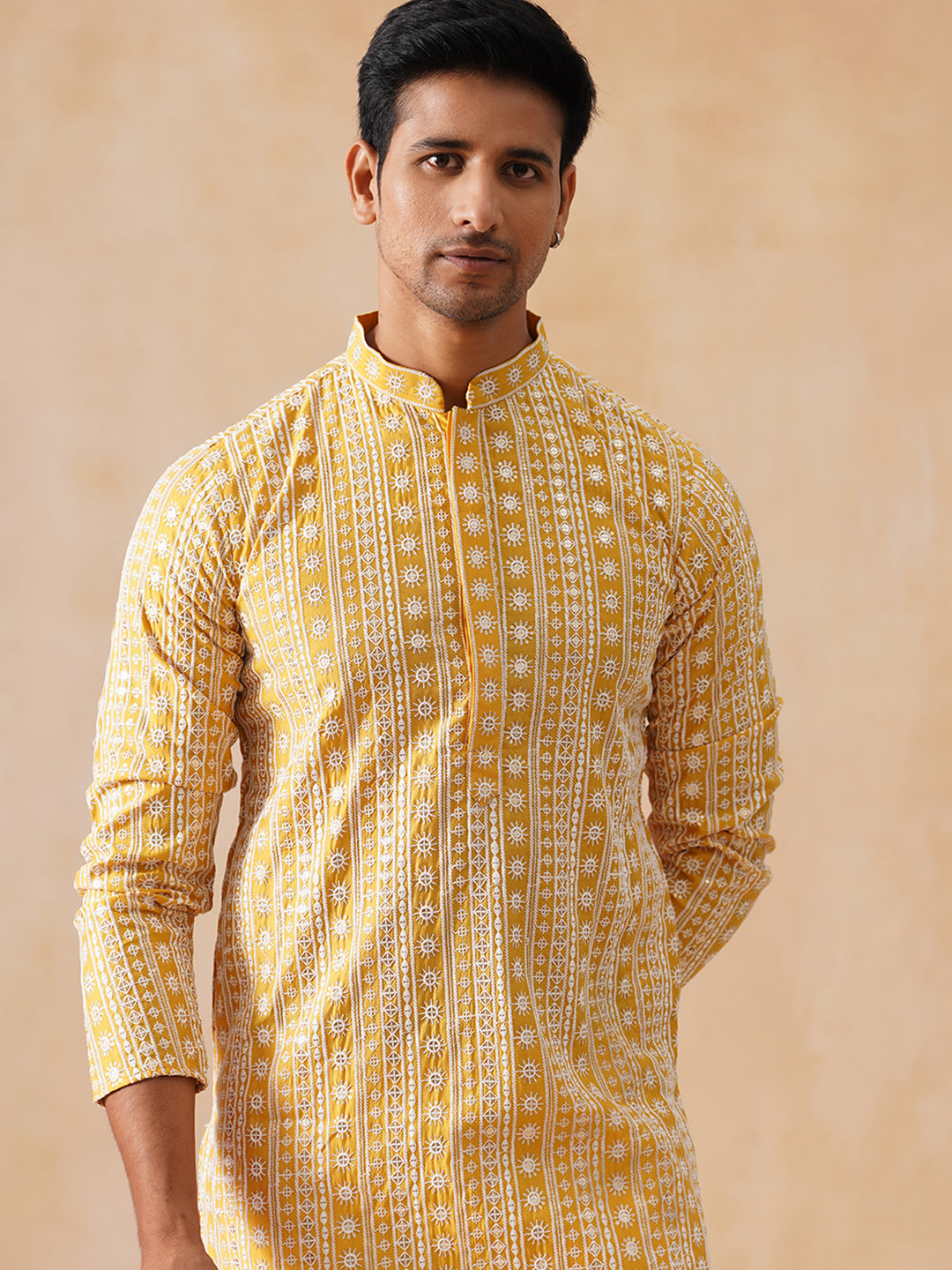 Silk Blend Embroidered Kurta