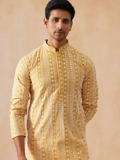 Silk Blend Embroidered Kurta