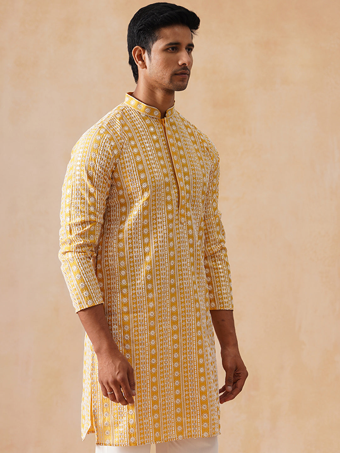 Silk Blend Embroidered Kurta