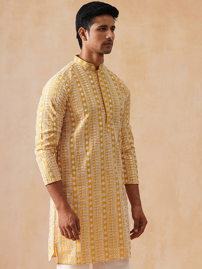 Silk Blend Embroidered Kurta