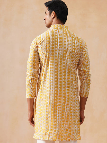 Silk Blend Embroidered Kurta