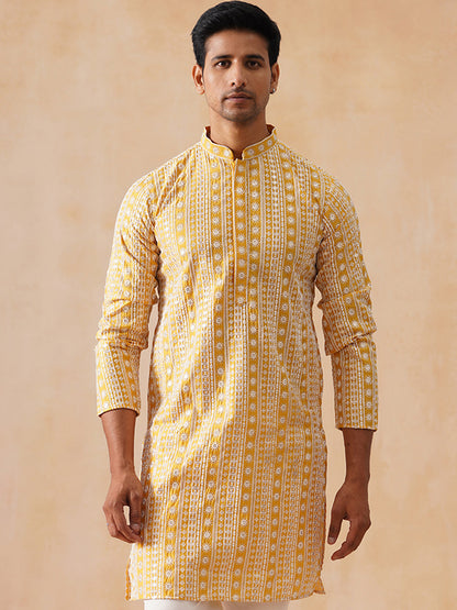 Silk Blend Embroidered Kurta