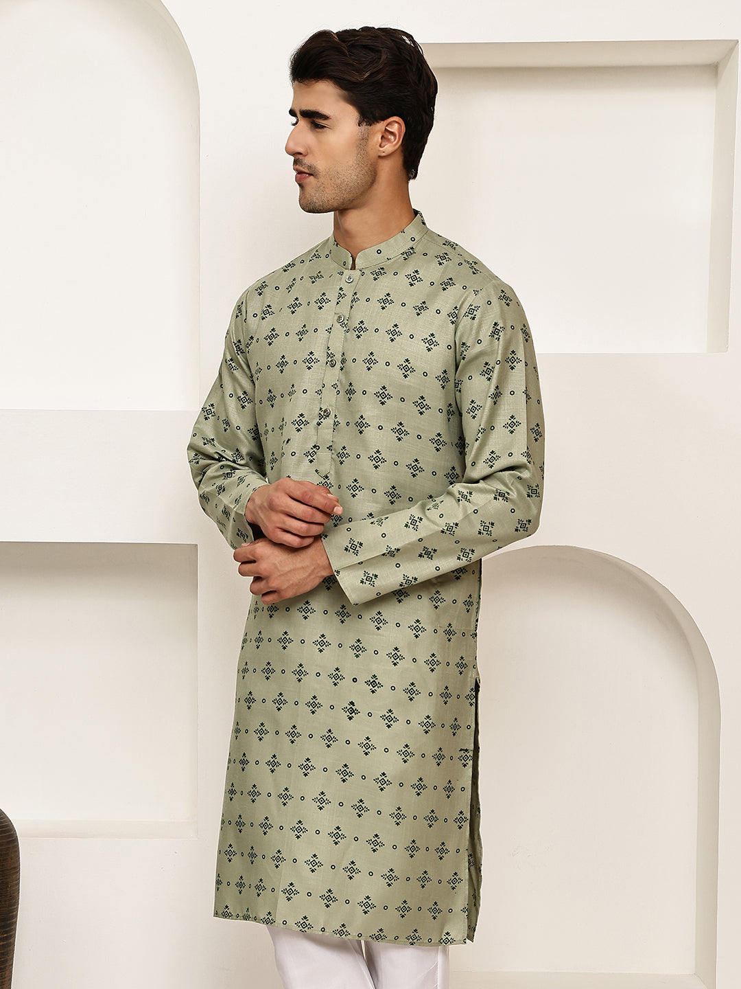 Traditional Floral Printed Kurta For Men