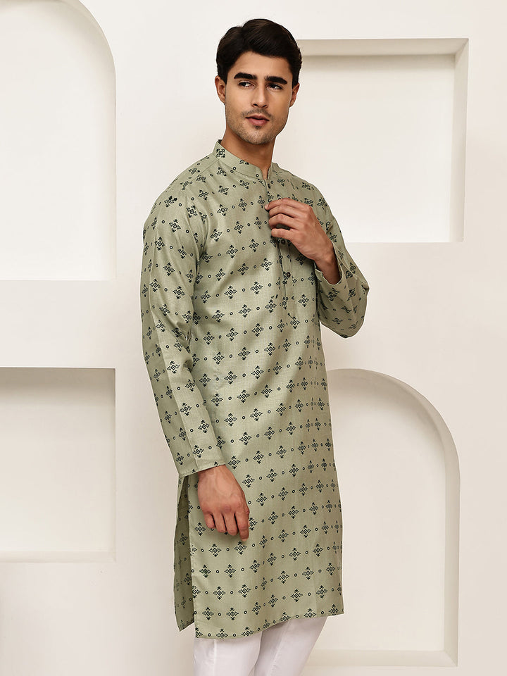 Traditional Floral Printed Kurta For Men