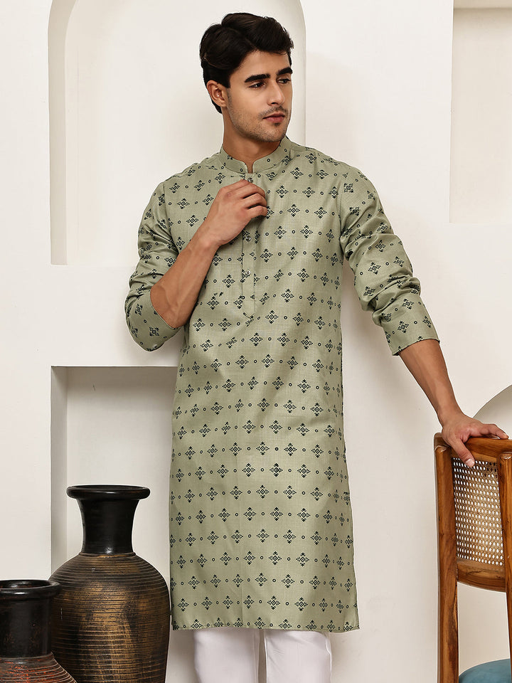 Traditional Floral Printed Kurta For Men