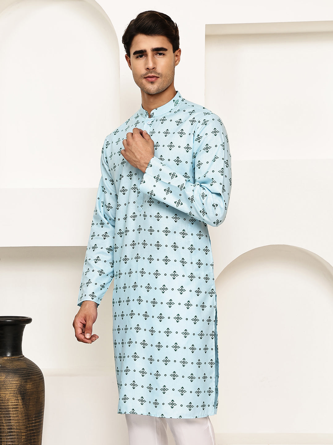 Traditional Floral Printed Kurta For Men