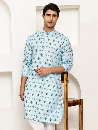 Traditional Floral Printed Kurta For Men