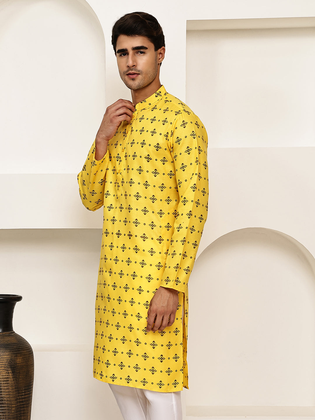 Traditional Floral Printed Kurta For Men
