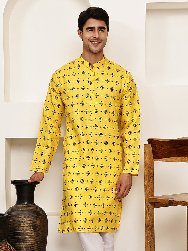 Traditional Floral Printed Kurta For Men