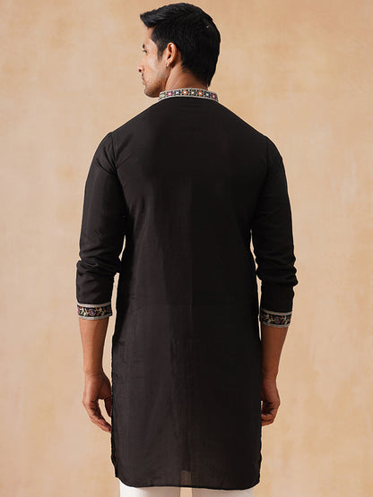 Silk Blend Embroidered Kurta