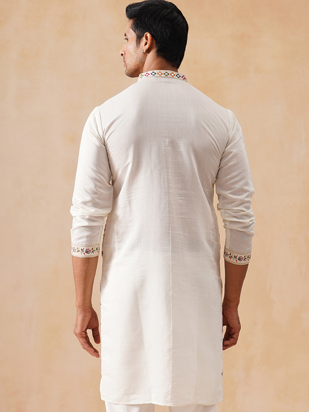 Silk Blend Embroidered Kurta