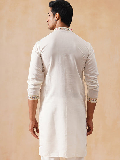 Silk Blend Embroidered Kurta
