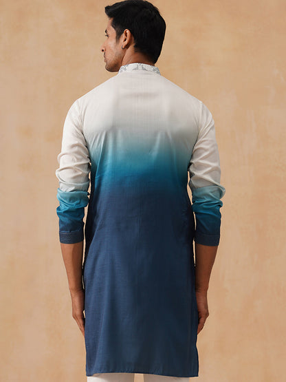 Silk Blend Embroidered Kurta