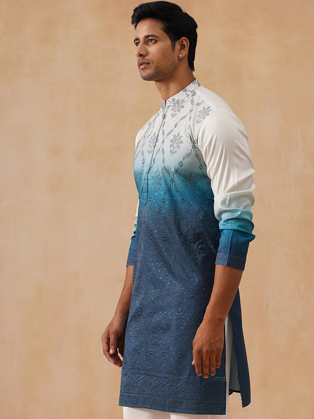 Silk Blend Embroidered Kurta