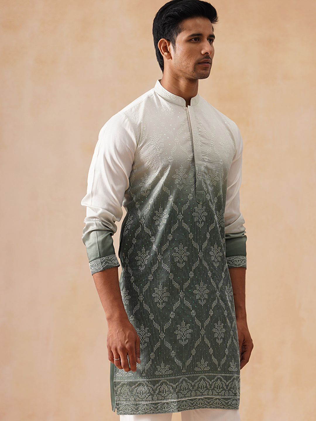Silk Blend Embroidered Kurta