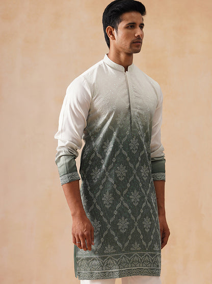 Silk Blend Embroidered Kurta