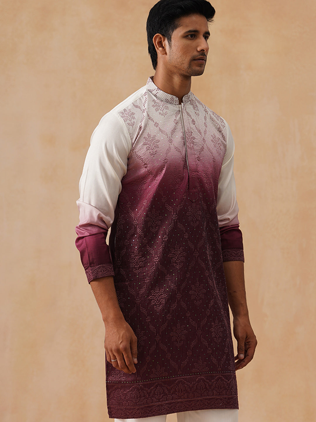 Silk Blend Embroidered Kurta