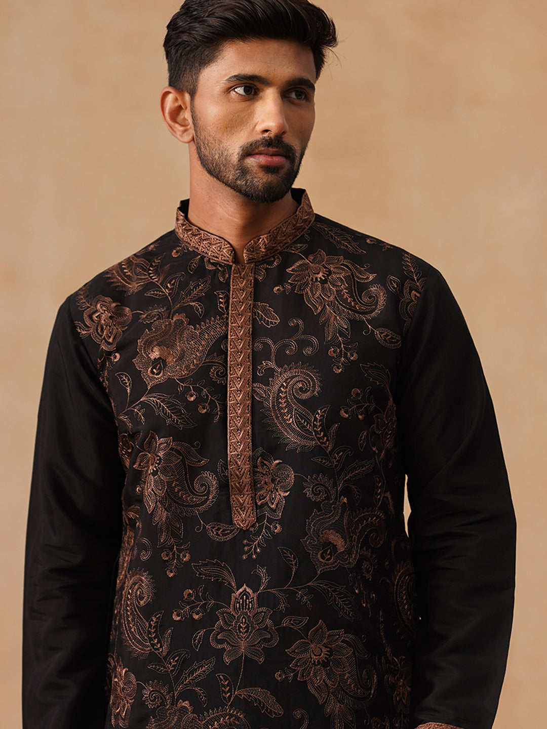 Silk Blend Embroidered Kurta
