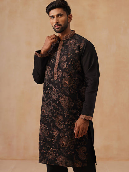 Silk Blend Embroidered Kurta