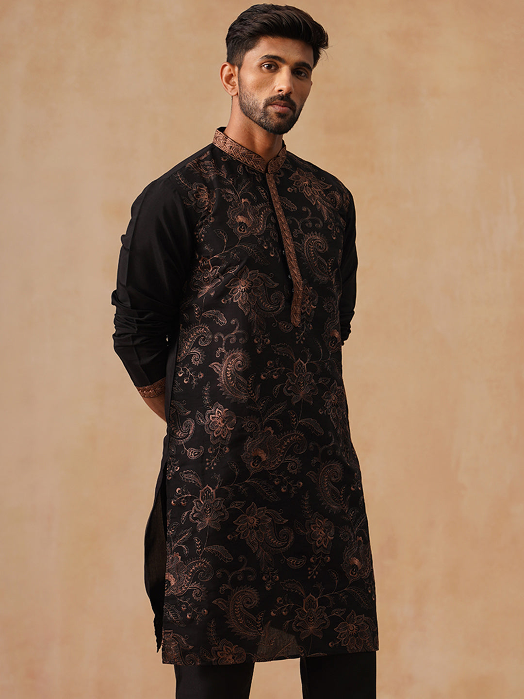 Silk Blend Embroidered Kurta
