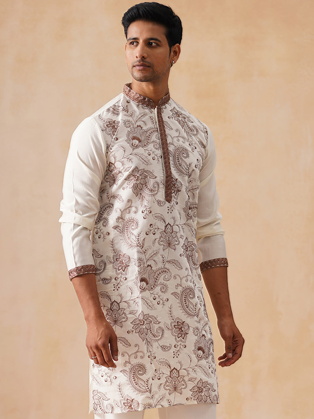 Silk Blend Embroidered Kurta