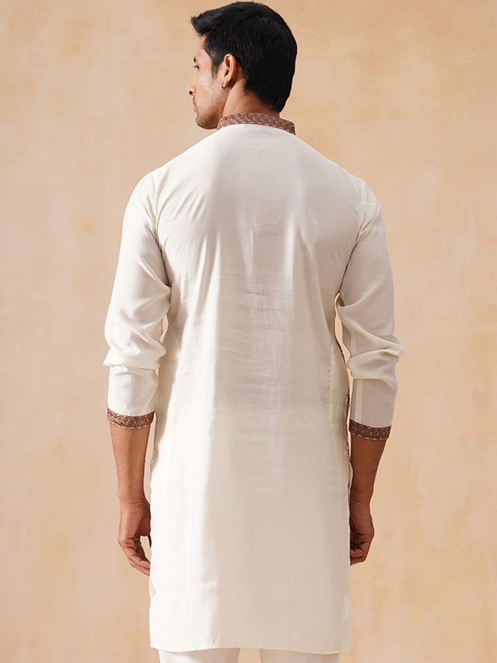 Silk Blend Embroidered Kurta