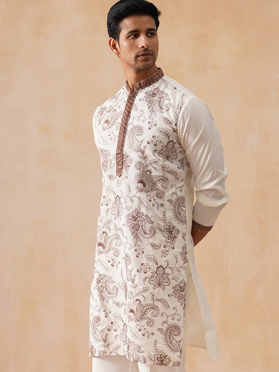 Silk Blend Embroidered Kurta