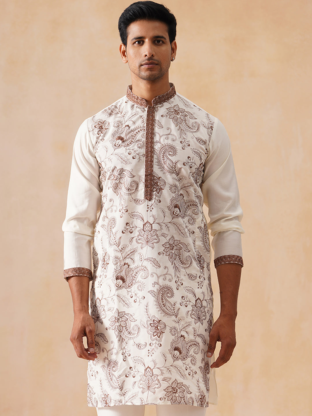 Silk Blend Embroidered Kurta