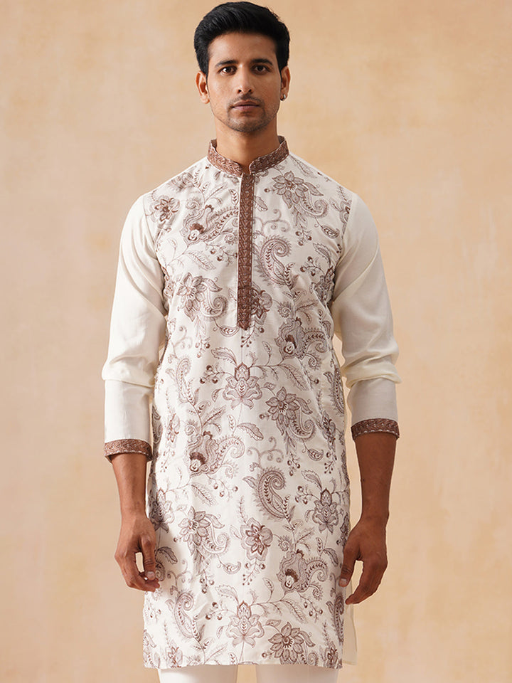 Silk Blend Embroidered Kurta