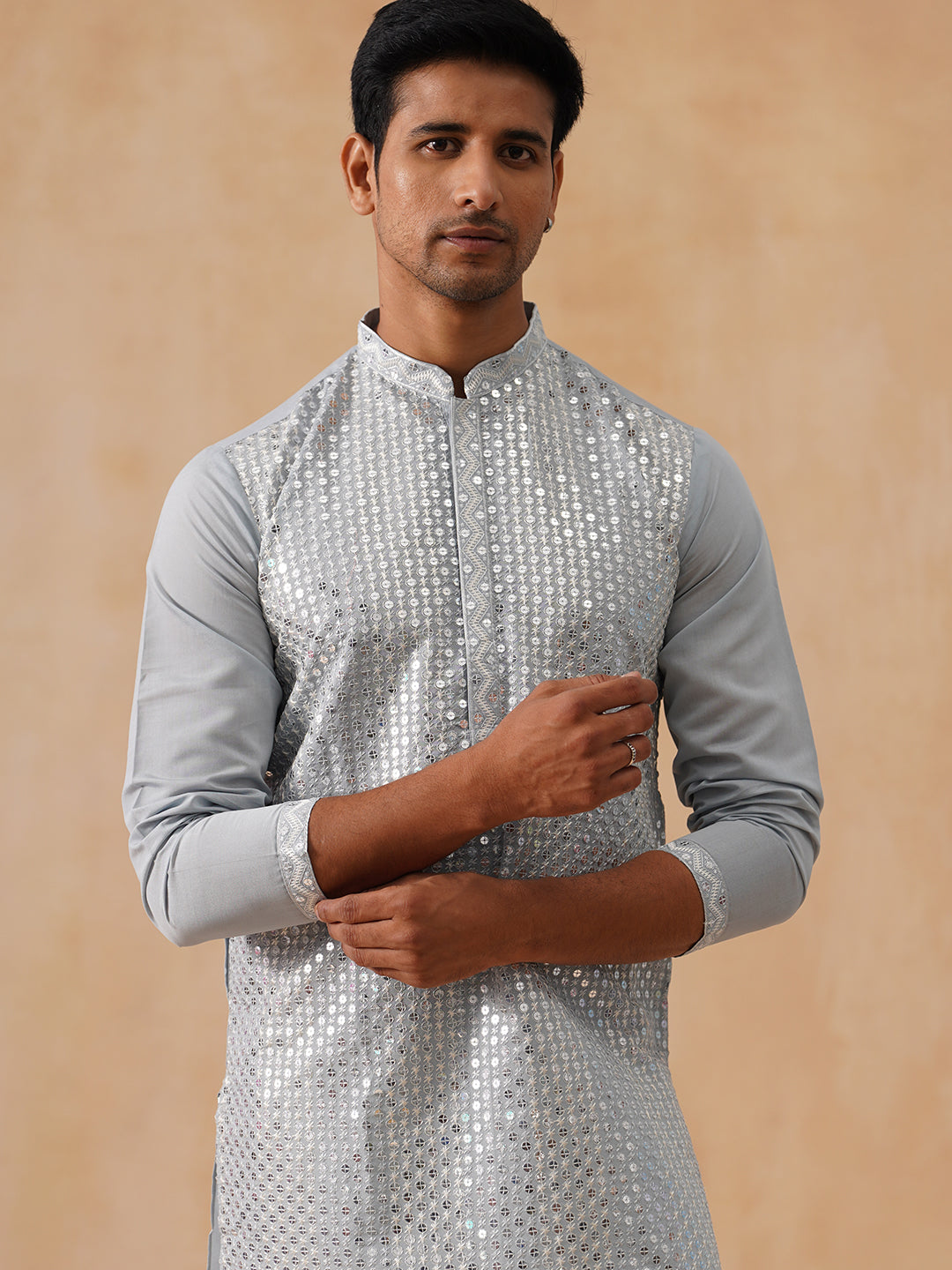 Silk Blend Embroidered Kurta