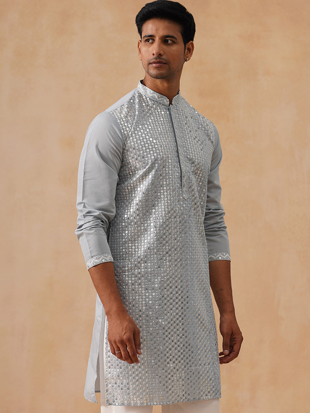 Silk Blend Embroidered Kurta