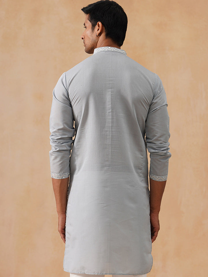 Silk Blend Embroidered Kurta