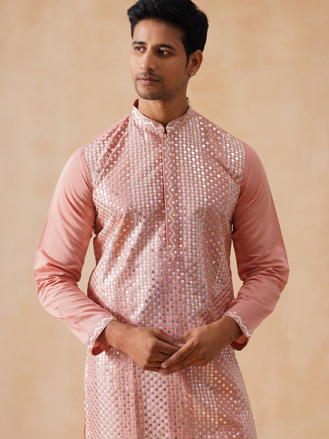 Silk Blend Embroidered Kurta