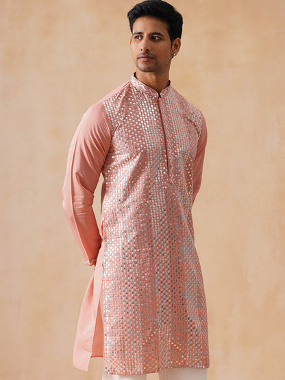 Silk Blend Embroidered Kurta