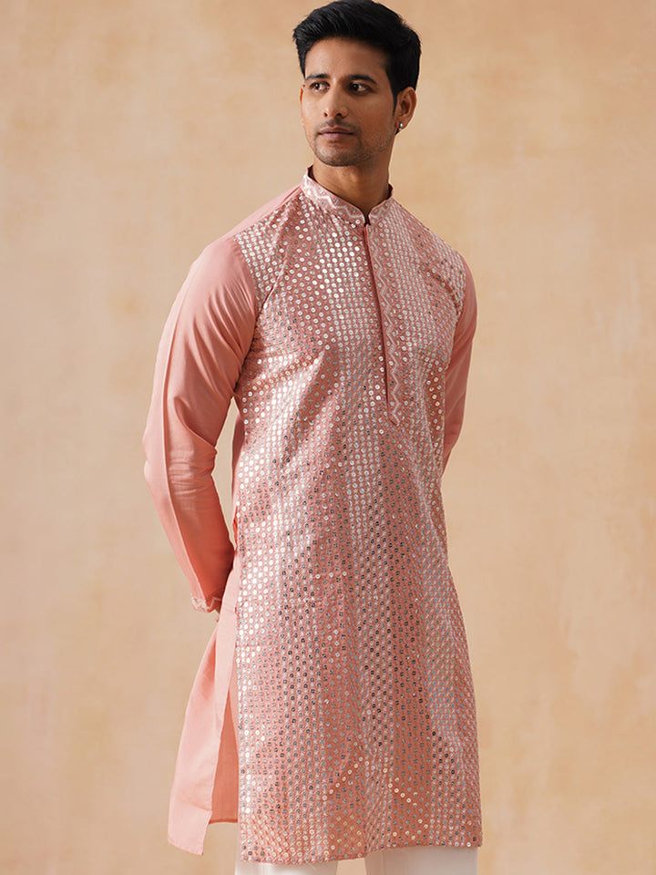 Silk Blend Embroidered Kurta