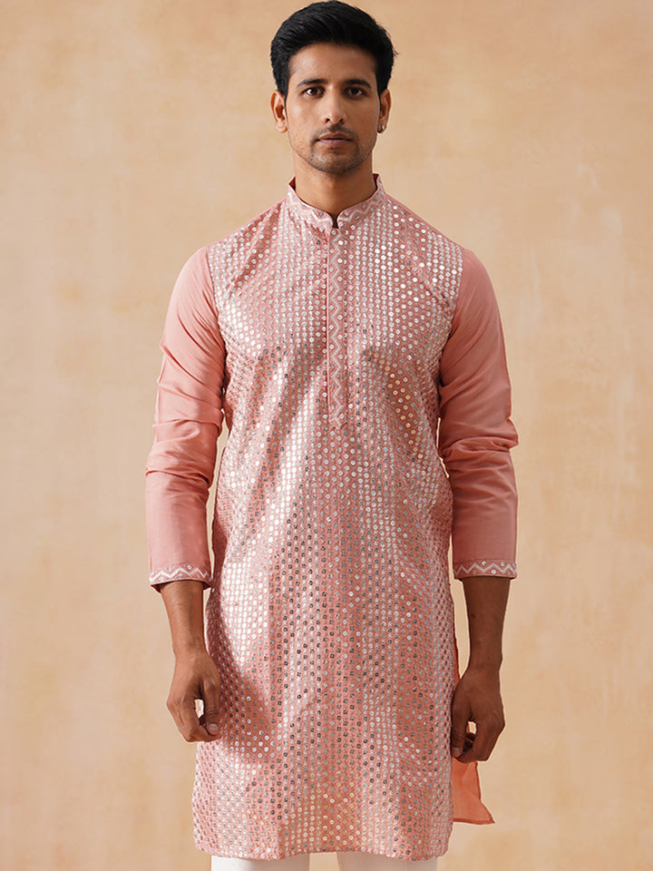 Silk Blend Embroidered Kurta