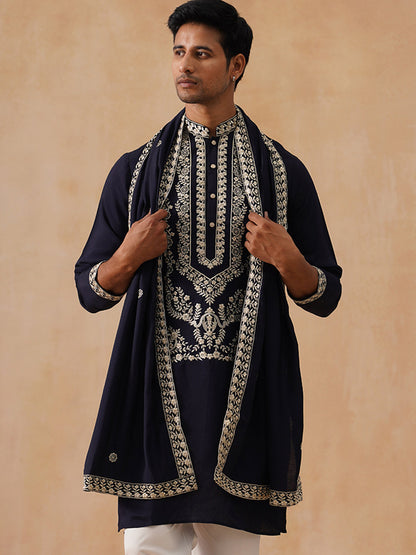 Silk Blend Embroidered Kurta