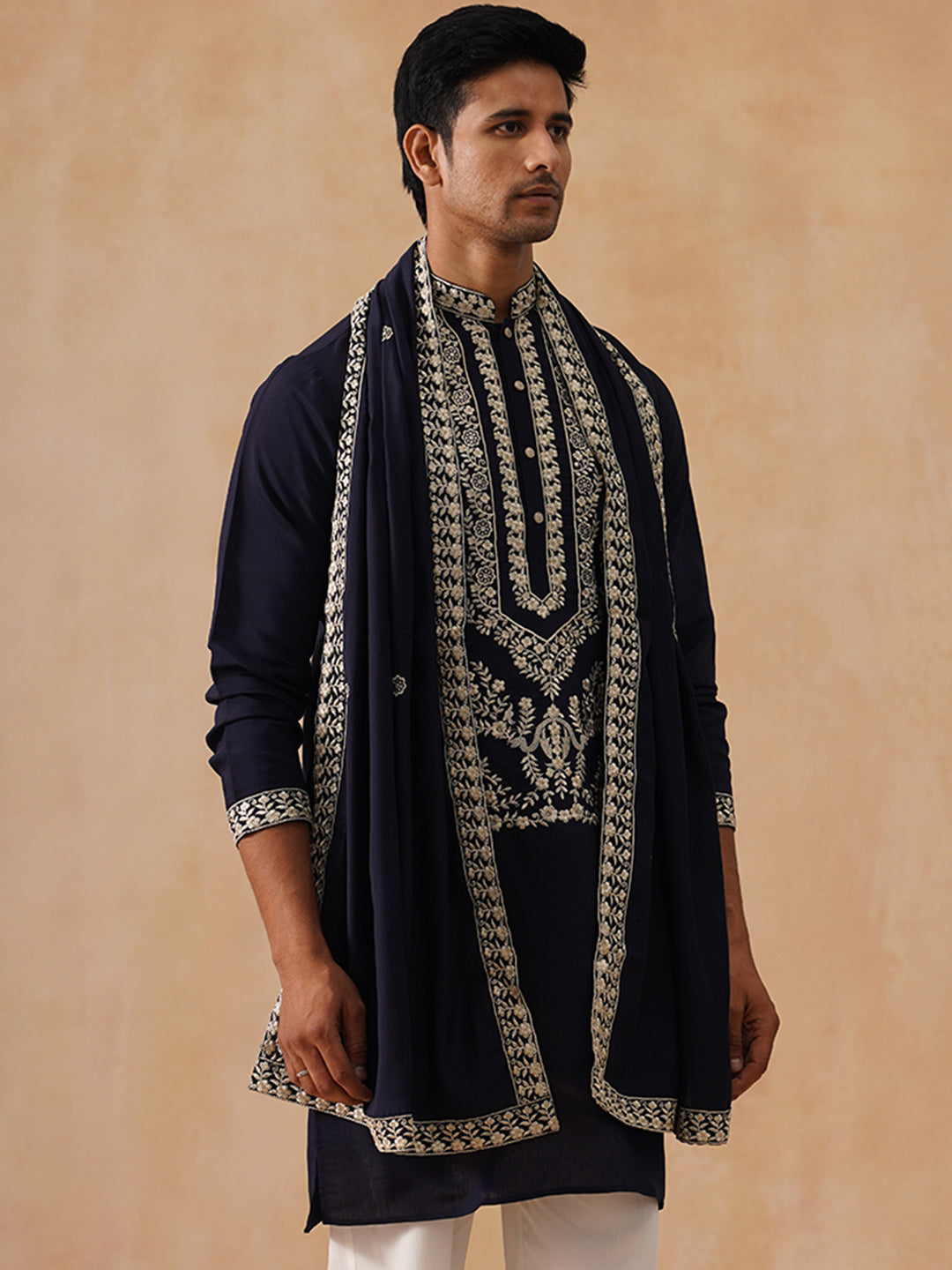 Silk Blend Embroidered Kurta