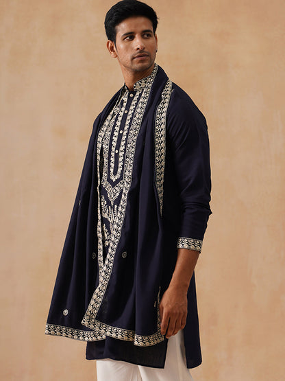 Silk Blend Embroidered Kurta