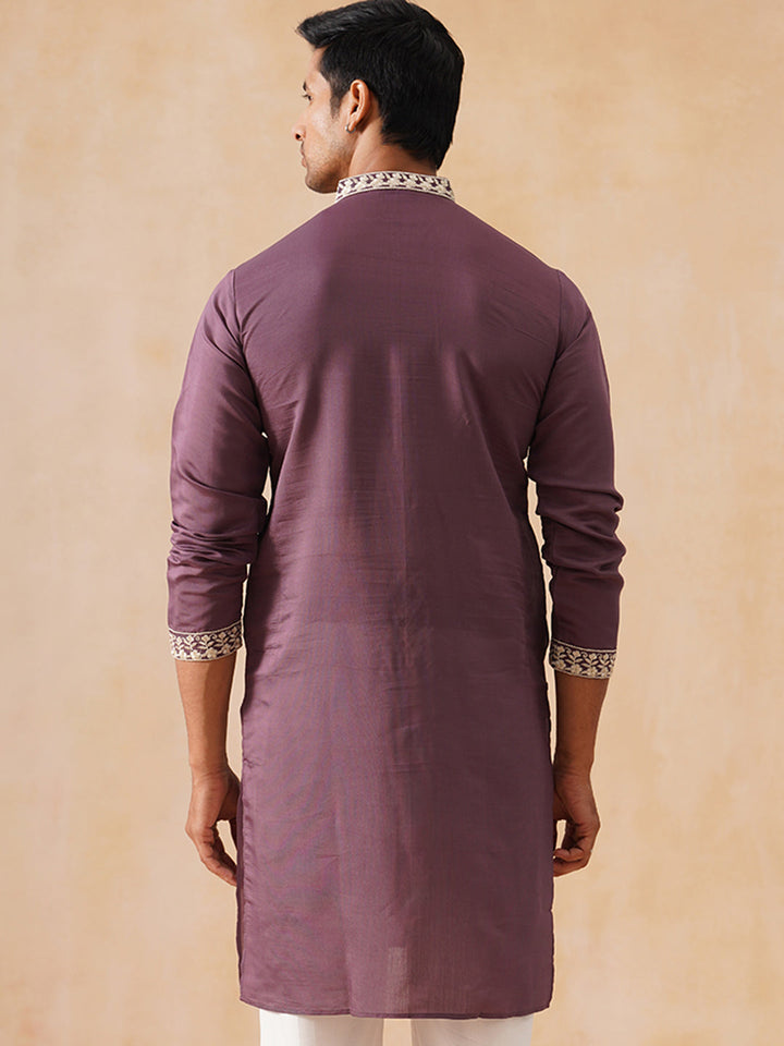 Silk Blend Embroidered Kurta