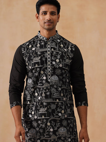 Silk Blend Embroidered Kurta